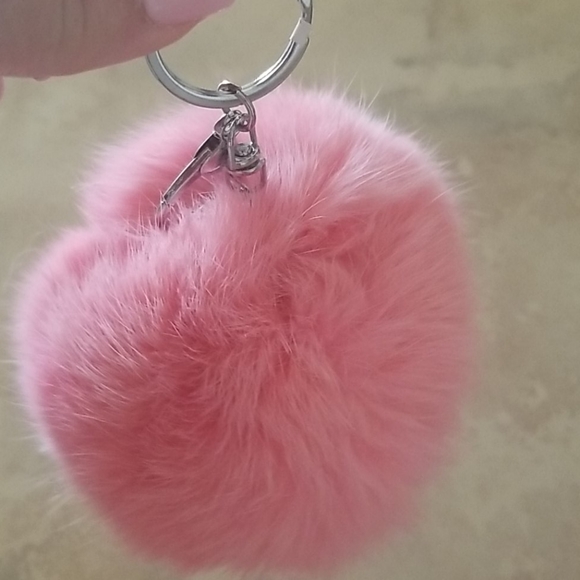 Pink Genuine Rabbit Fur Keychain NWOT - Picture 1 of 3